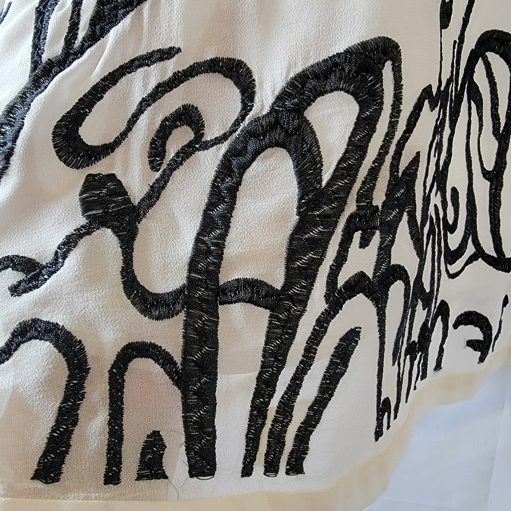 MARC JACOBS White Black Embroidered Silk A-Line Dress 4 Cocktail Formal Designer - Picture 5 of 10